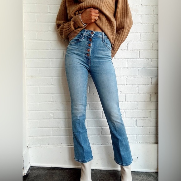 Mother The Pixie Hustler Ankle Button Fly Kick Flare Bootcut Jeans in Tarot Time - Picture 1 of 16